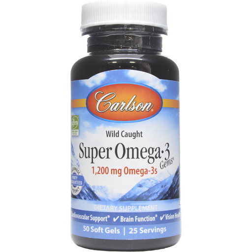 Carlson Labs Super Omega3 Fish Oil 1200 mg, 50 softgels, front of bottle