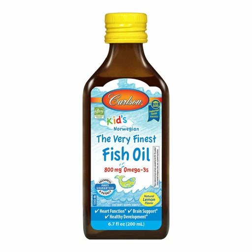 Carlson Labs The Very Finest Fish Oil for Kids Lemon, 200 mL, front of bottle