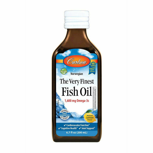 Carlson Labs The Very Finest Fish Oil Lemon, 200 mL, front of bottle