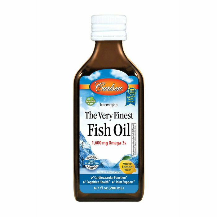 Carlson Labs The Very Finest Fish Oil Lemon, 200 mL, front of bottle