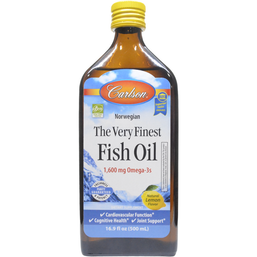 Carlson Labs The Very Finest Fish Oil Liquid Lemon, 500 mL, front of bottle