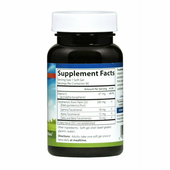 Carlson Labs Tocotrienols 90 softgels supplement facts label