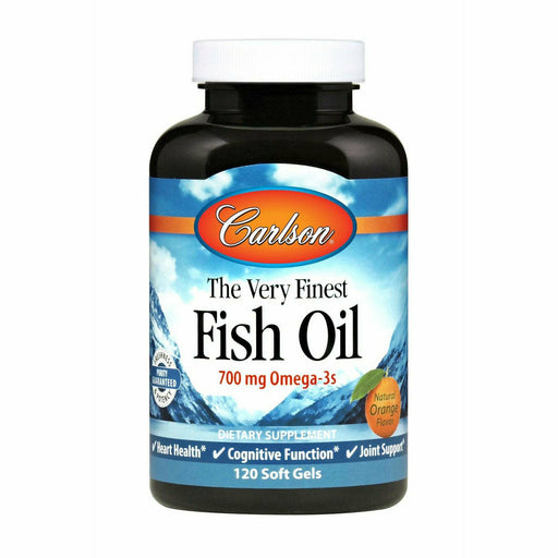 Carlson Labs Very Finest Fish Oil 700 mg Orange, 120 softgels, front of bottle