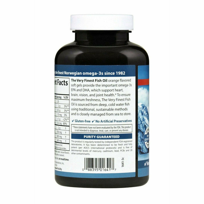 Carlson Labs Very Finest Fish Oil 700 mg Orange 120 softgels suggested use label