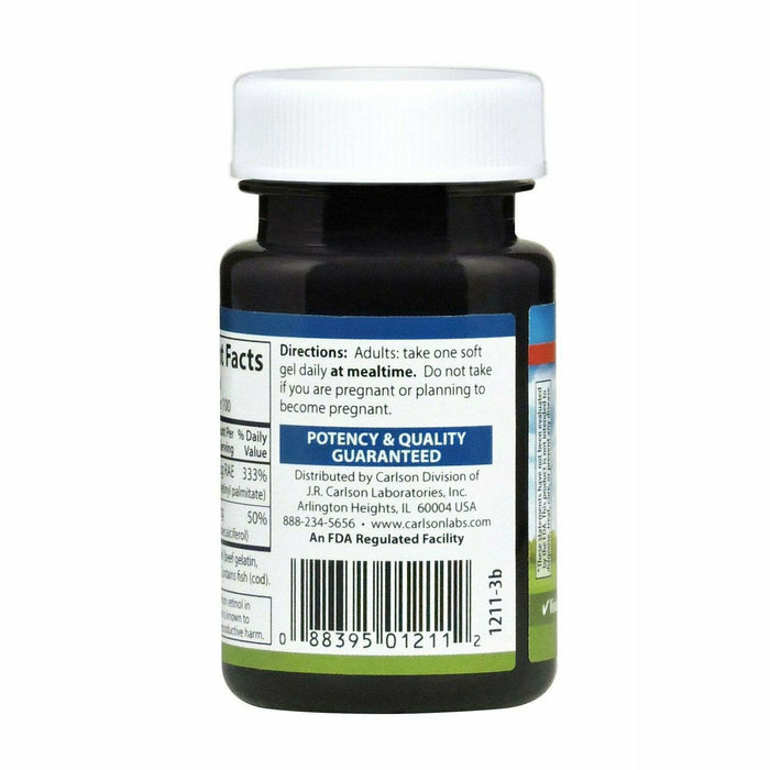Carlson Labs Vitamin A & D 100 softgels suggested use label