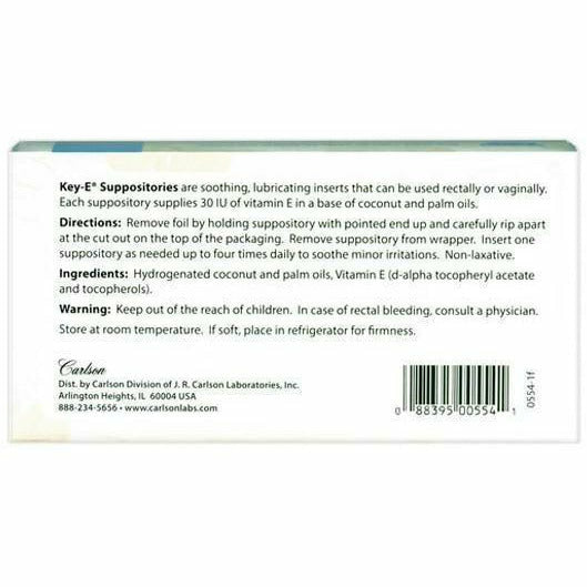 Carlson Labs Vitamin E Suppositories 12 suppositories supplement facts label