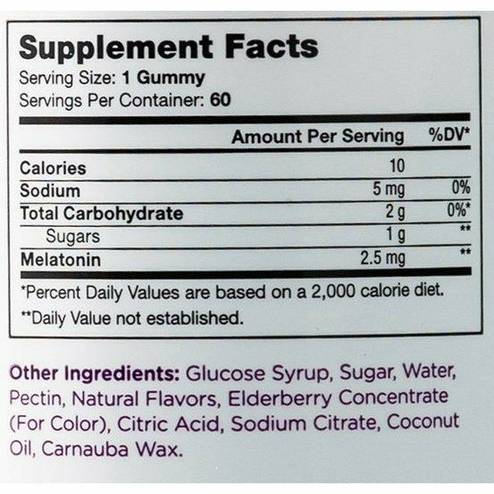 Chapter One S is for Sleep Melatonin 60 gummies supplement facts label