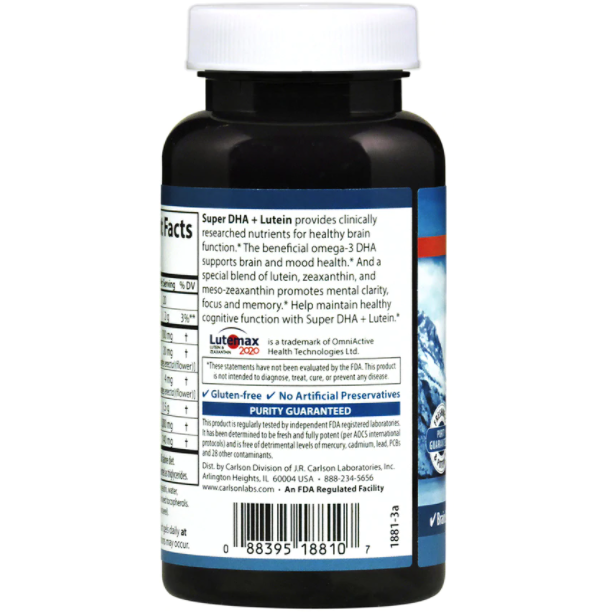 Super DHA + Lutein 60 softgels by Carlson Labs Supplement Facts Part B