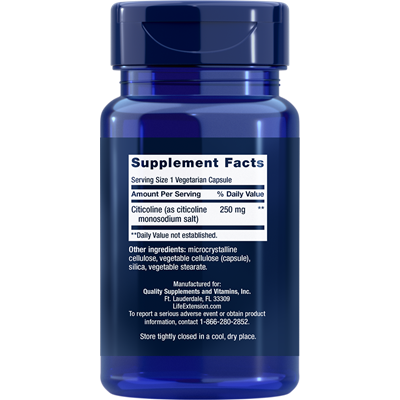 Citicoline (CDP-Choline) 60 vcaps by Life Extension Supplement Facts