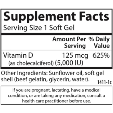 Vitamin D3 5,000 IU by Carlson Labs