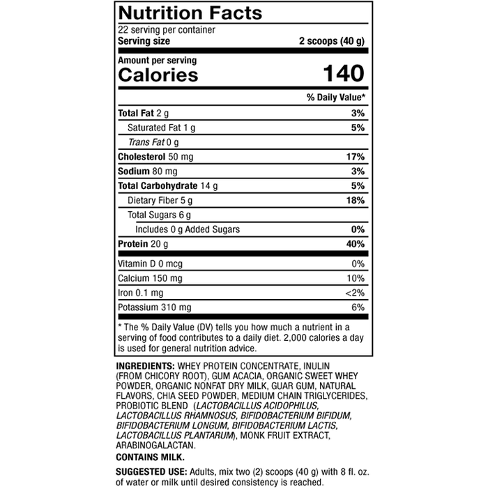 Pure Power Protein: Vanilla 31 oz by Dr. Mercola Nutrition Facts Label