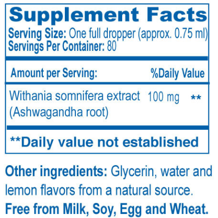 Ashwagandha for Kids 2 fl oz by Ayush Herbs Supplement Facts