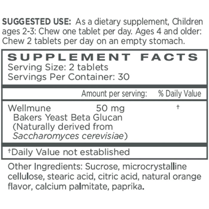 Immune Health Basics Children's Chewable 60 tabs by Immune Health Basics Supplement Facts Label