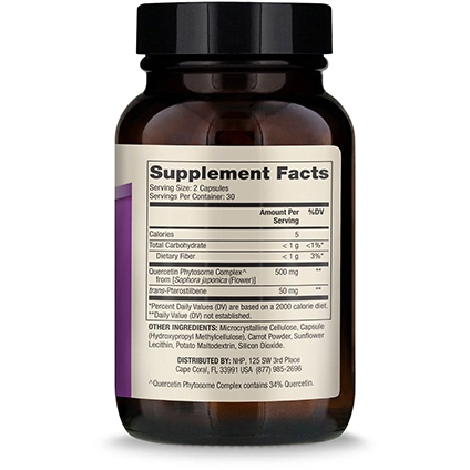 Quercetin and Pterostilbene Advanced 60 caps by Dr. Mercola Supplement Facts