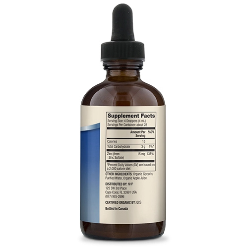 Liquid Zinc Drops 15 mg 3.88 fl oz by Dr. Mercola Supplement Facts