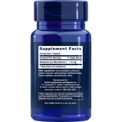 Melatonin IR/XR 1.5 mg 60 caps by Life Extension Supplement Facts