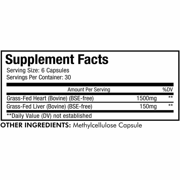 CodeAge Beef Heart 180 capsules supplement facts label