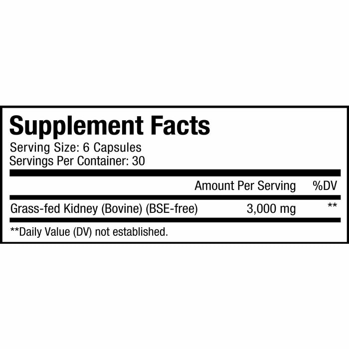CodeAge Beef Kidney 180 capsules supplement facts label