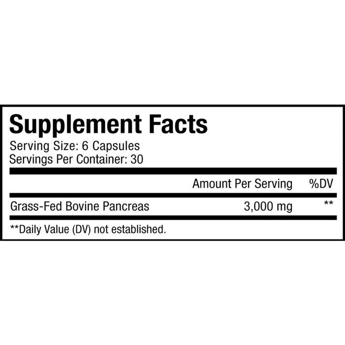 CodeAge Beef Pancreas 180 capsules supplement facts label