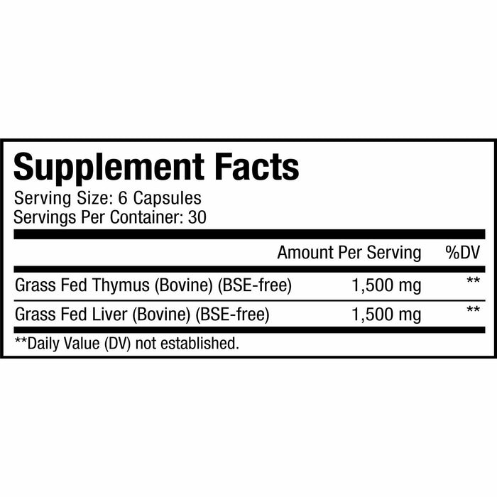 CodeAge Beef Thymus 180 capsules supplement facts label
