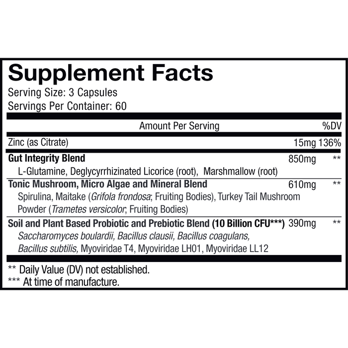CodeAge, Gut Health Formula 180 Capsules Supplement Facts Label