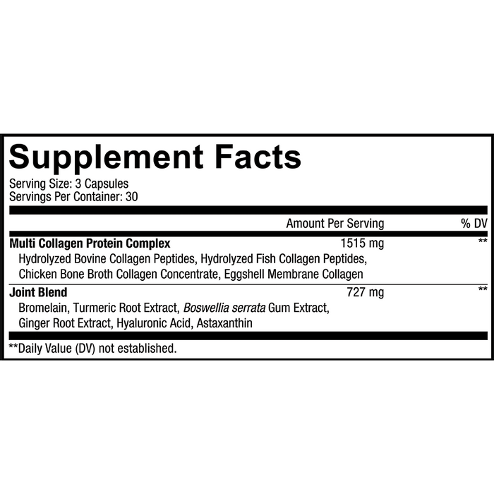 Multi Collagen Joint Formula 90 capsules by CodeAge, Supplement Facts label