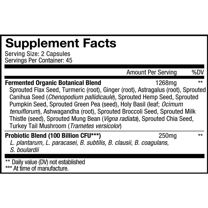 CodeAge SBO Probiotic + 100 90 capsules supplement facts label