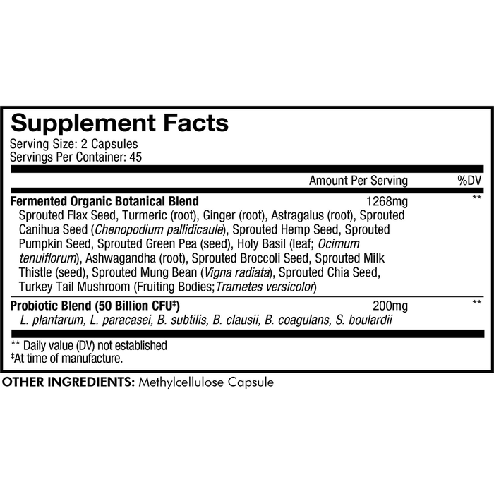 CodeAge SBO Probiotic + 50 90 capsules supplement facts label