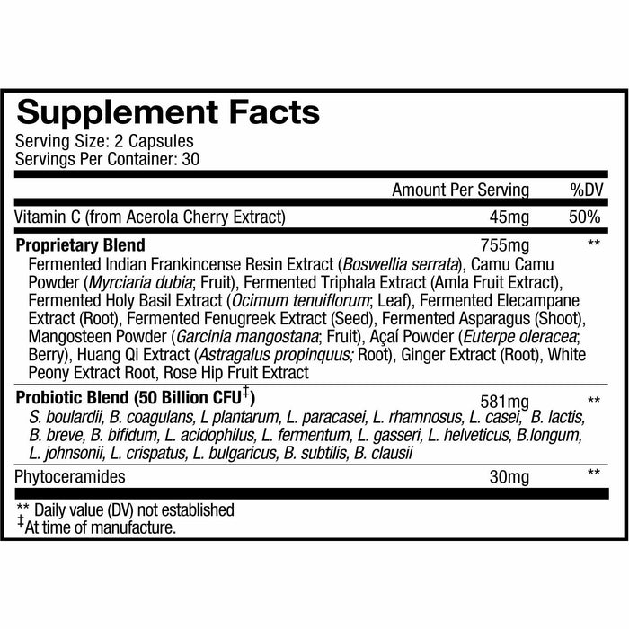 CodeAge, Skin Probiotic 60 Capsules Supplement Facts Label