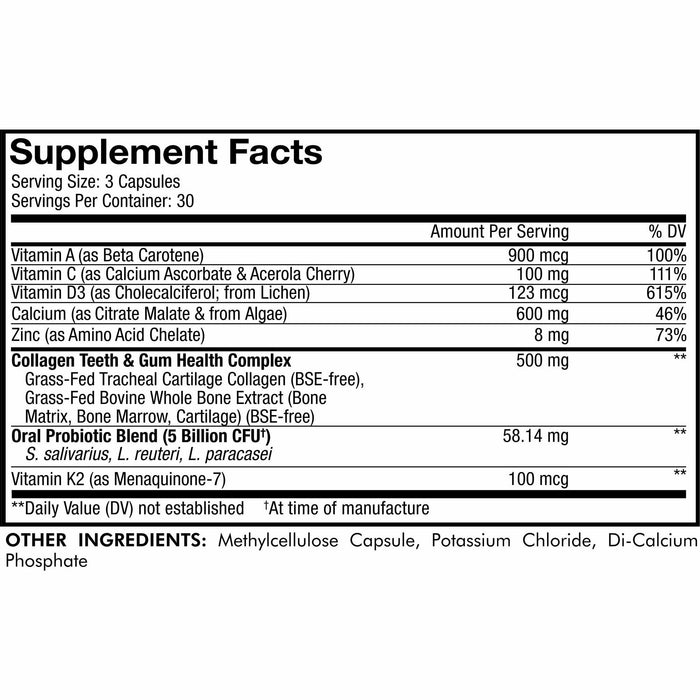 CodeAge Teeth & Gums Vitamins 90 capsules supplement facts label