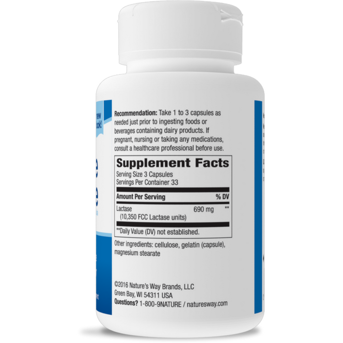 Lactase 690 mg 100 caps by Nature's Way Supplement Facts