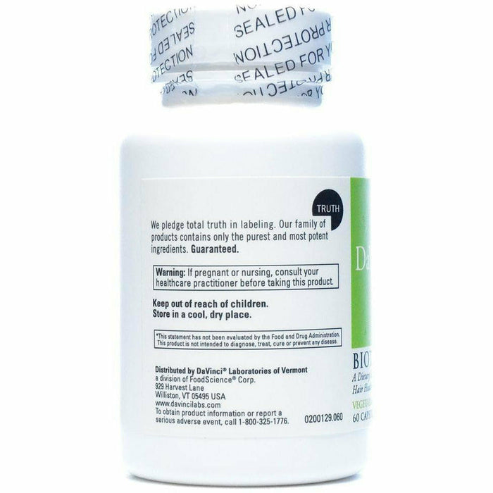 DaVinci Labs Biotin 60 capsules side label