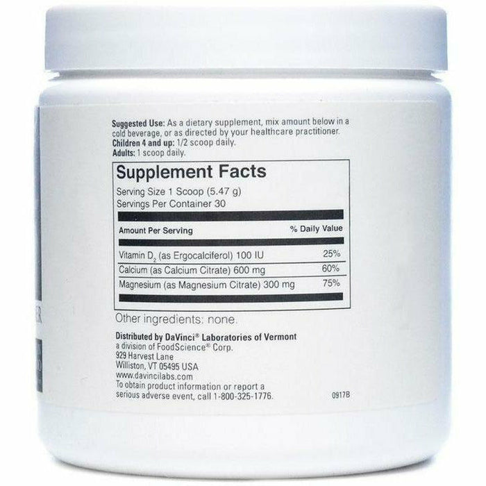 DaVinci Labs Cal-Mag Citrate Powder 5.78 oz supplement facts label