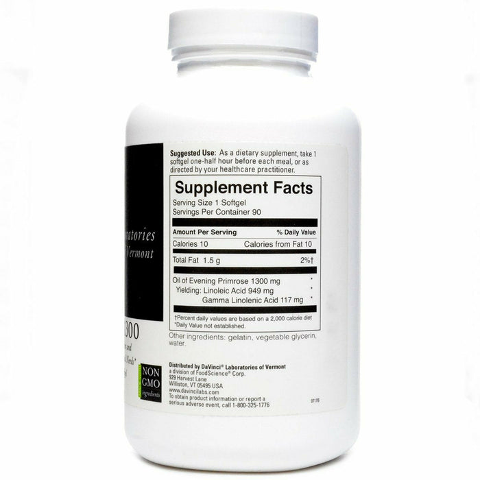 DaVinci Labs Gamma-Lin 1300 mg 90 capsules supplement facts label