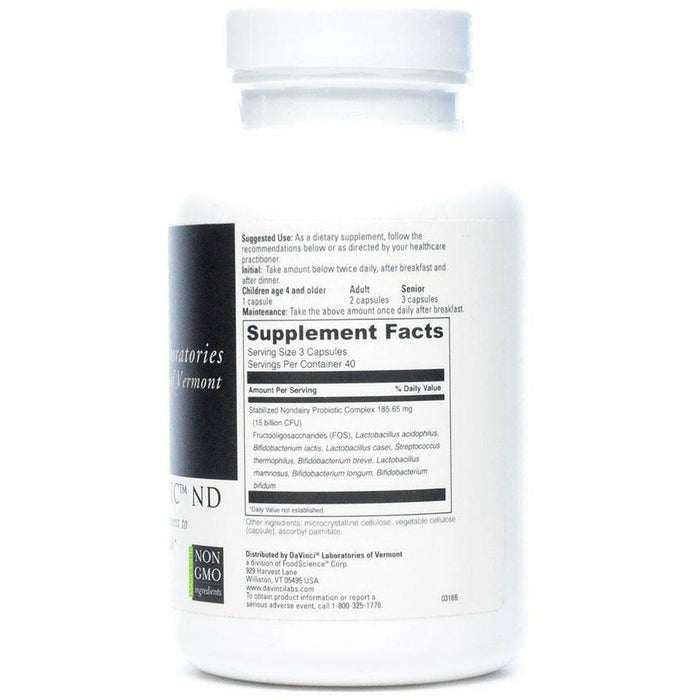 DaVinci Labs Mega Probiotic-ND 120 veg capsules supplement facts label
