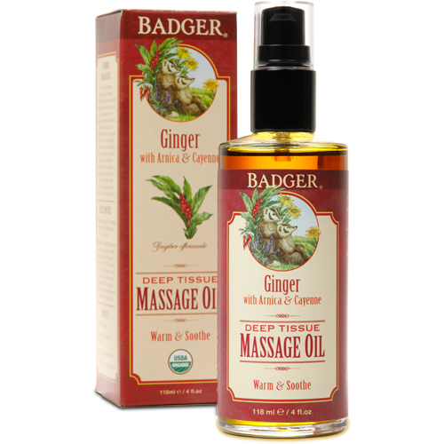 Deep Tissue Massage Oil w/Ginger 4 fl oz By W.S. Badger Company