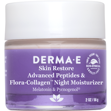 Derma E Advanced Peptides & Flora-Collagen Night Moisturizer, 2 oz, front of jar