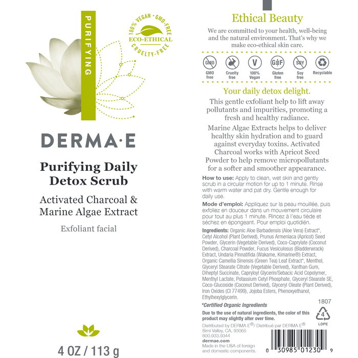 Derma E Purifying Daily Detox Scrub 4 oz full label
