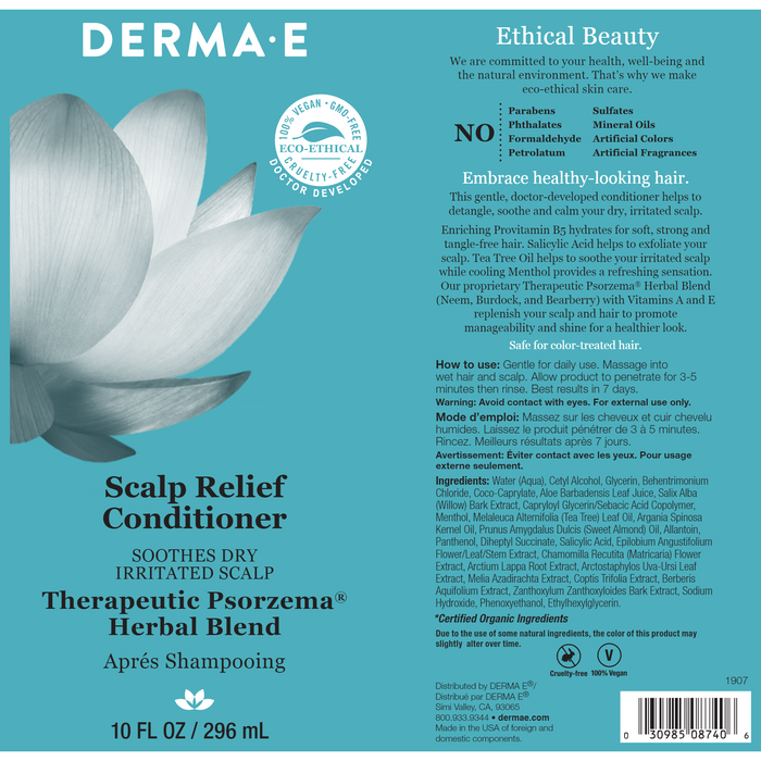 Derma E Scalp Relief Conditioner 10 fl oz full label