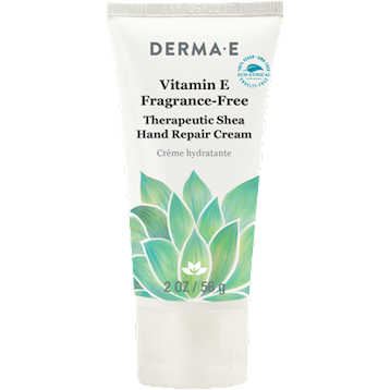 Derma E Vitamin E Fragrance-Free Shea Hand Repair Cream, 2 oz, front of tube