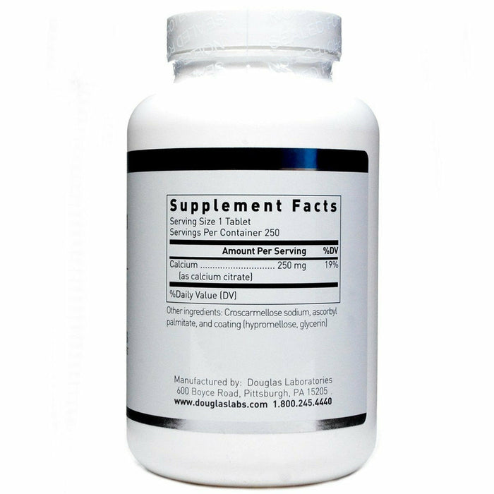 Douglas Labs Calcium Citrate 250 mg 250 tablets supplement facts label