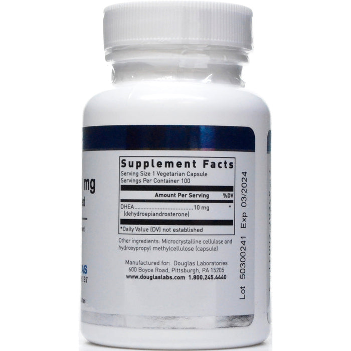 Douglas Labs DHEA 10 mg 100 capsules supplement facts label