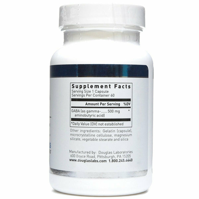 Douglas Labs GABA 500 mg 60 capsules supplement facts label