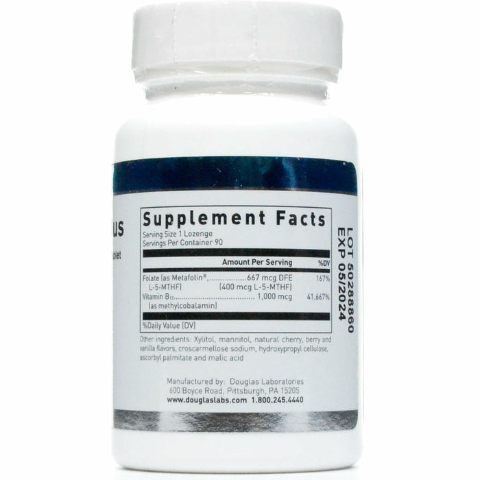 Douglas Labs Methyl B12 Plus 90 lozenges supplement facts label