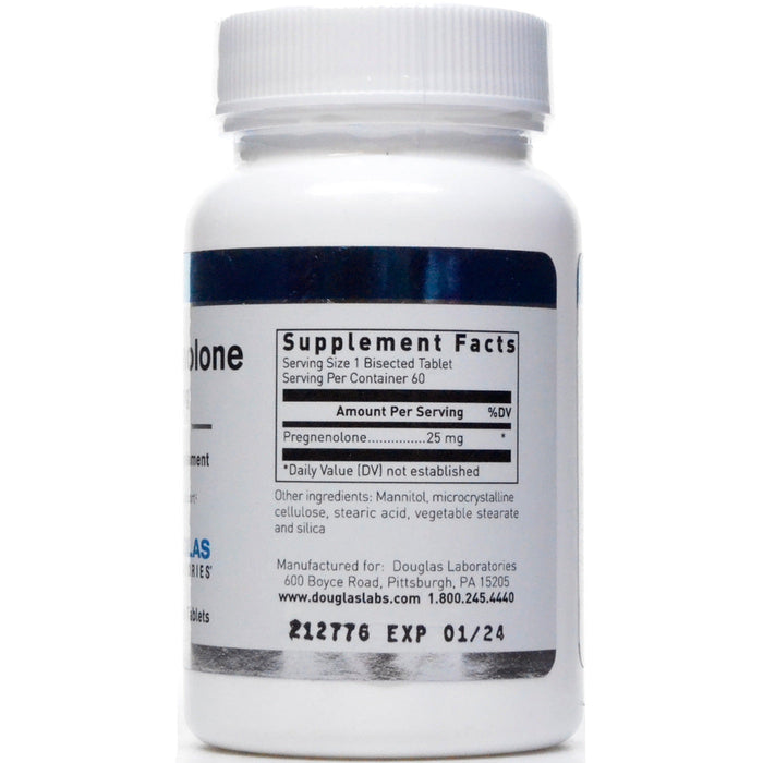 Douglas Labs Pregnenolone 25 mg 60 tablets supplement facts label