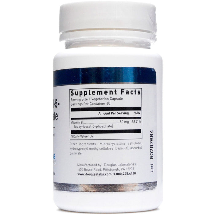 Douglas Labs Pyridoxal 5-Phosphate 50 mg 60 capsules supplement facts label