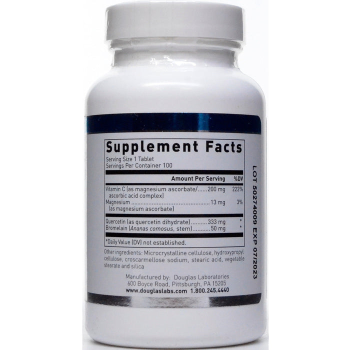 Douglas Labs Quercetin-Bromelain Complex 100 tablets supplement facts label