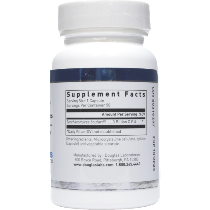 Douglas Labs S.B.C. (Saccharomyces Boulardii) 50 capsules supplement facts label