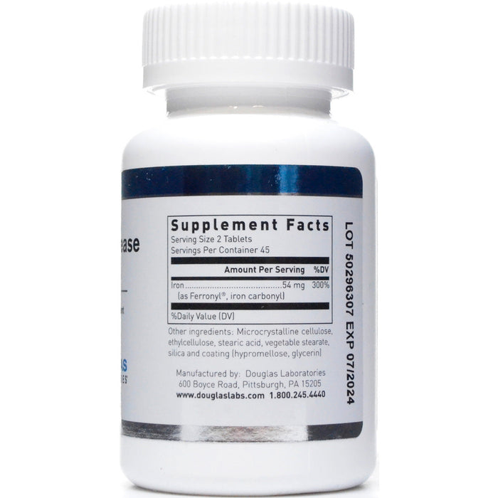 Douglas Labs Timed Release Iron 54 mg 90 tablets supplement facts label