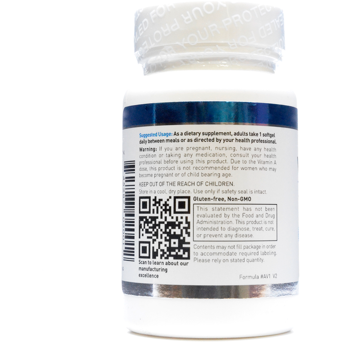 Douglas Labs Vitamin A 10,000 IU 100 softgels suggested use label